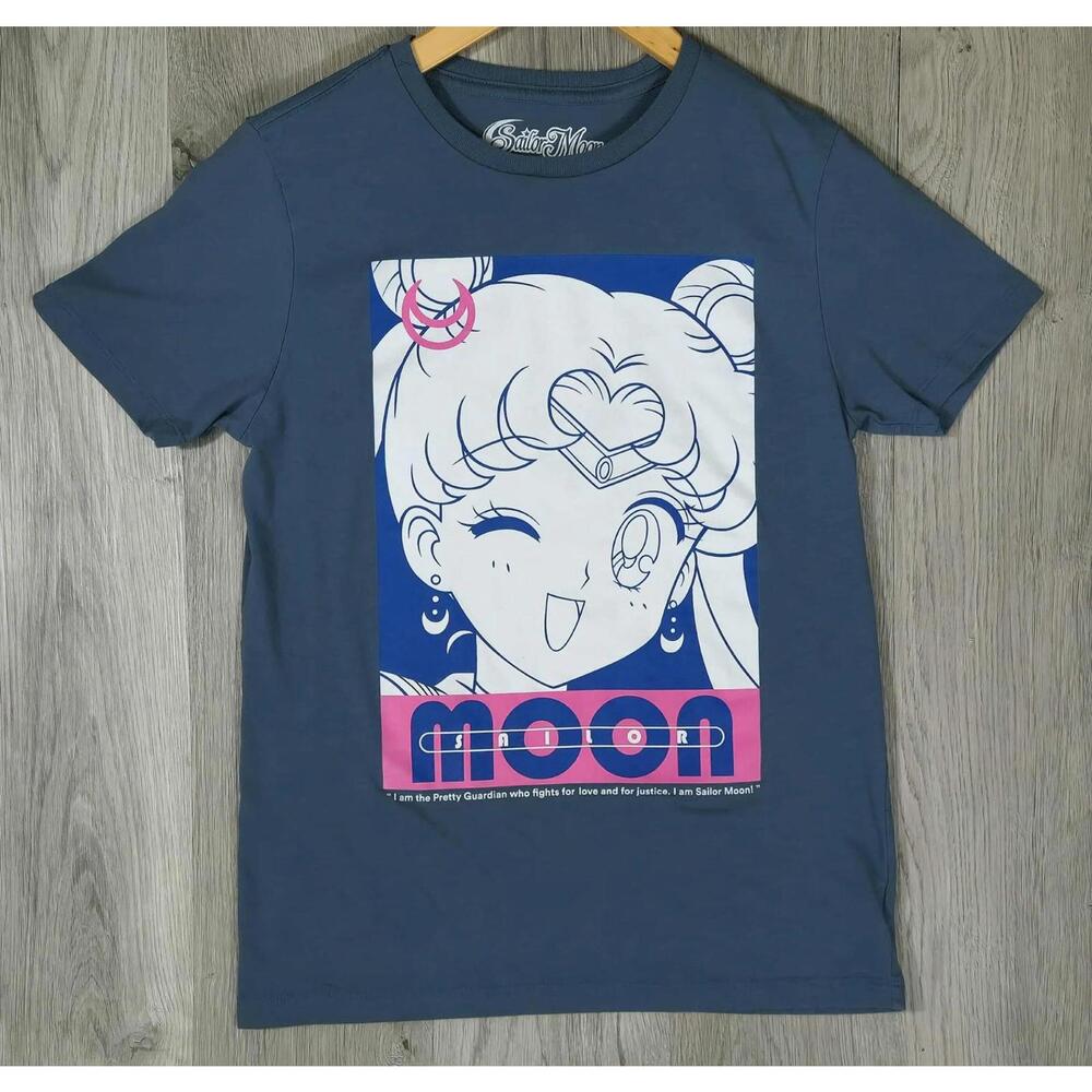 Sailor Moon Graphic T Shirt Men's XS Short Sleeve Used Gray #6